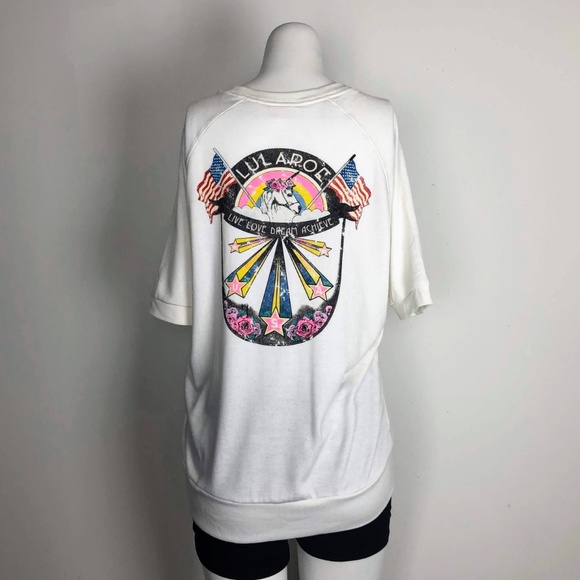 LuLaRoe Live Love Dream Achieve Tee White Top - Picture 6 of 7